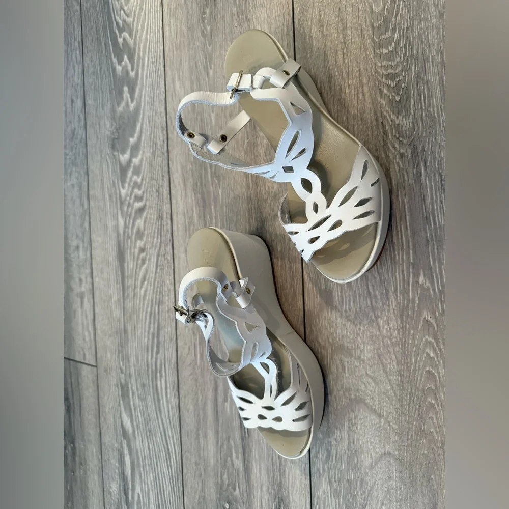Italian White Leather Wedge Sandals | Summer | EU 36 / US 6